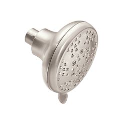 Brushed nickel five-function 4" diameter spray head eco-performance showerhead