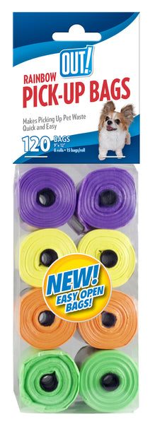 Out 77060-3p 9" X 12" Rainbow Dog Waste Pick-Up Bags Assorted Colors 120 Bag Count