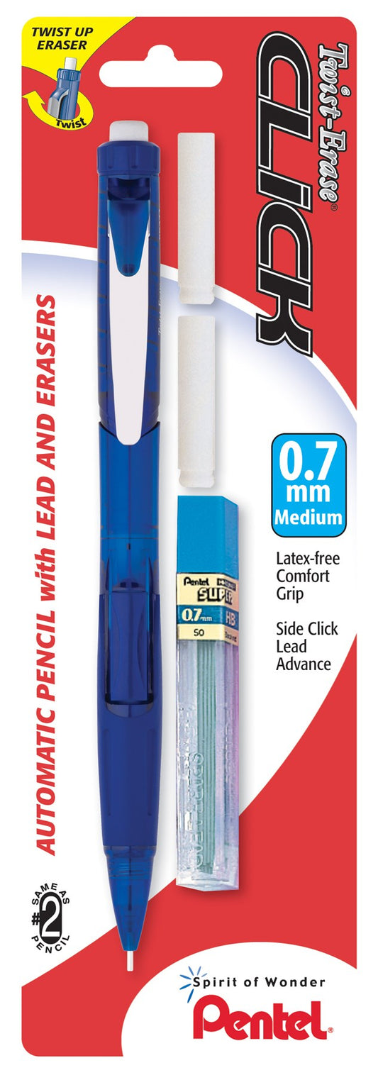 Pentel Pd277Tlebp Blue Twist Erase® Click 0.7Mm Mechanical Pencil (Pack of 6)