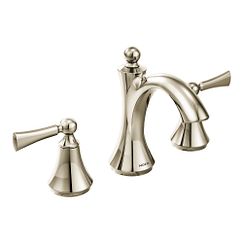 Polished nickel two-handle high arc bathroom faucet