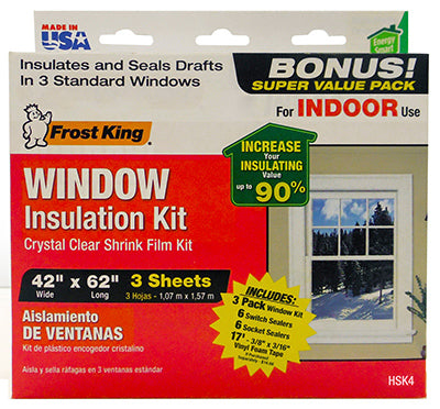Window Insulation Kit, 3-Pk. Window Sheets, 12-Pk. Switch Plate / Outlet Sealers (Pack of 6)