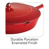 12 in Enameled Cast-Iron Series 1000 Covered Skillet - Gradated Red