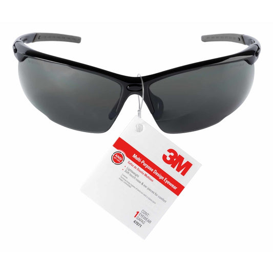 3M  Anti-Fog Safety Glasses  Gray Lens Black Frame 1 pc.