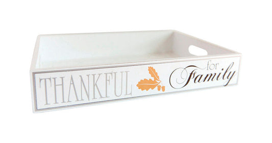 Adams & Co  Thankful Family Wood Tray  Fall Decoration  17 in. W