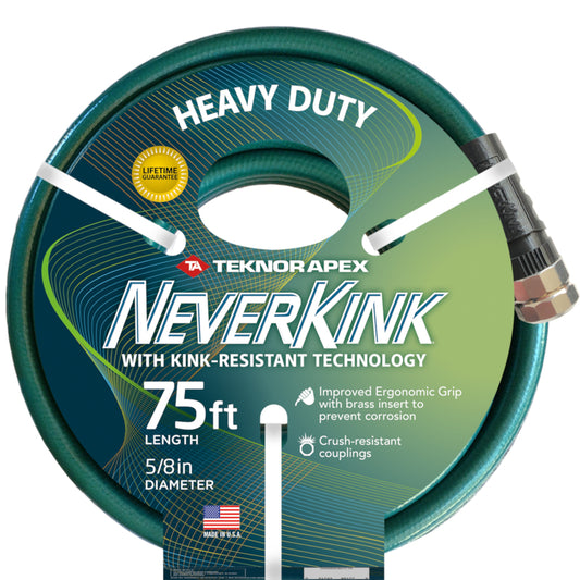 Neverkink 5/8 in. D X 75 ft. L Heavy-Duty Green Vinyl Garden Hose