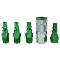 Coupler & Plug Kit, A-Style, Green, 1/4-In. NPT, 5-Pc.