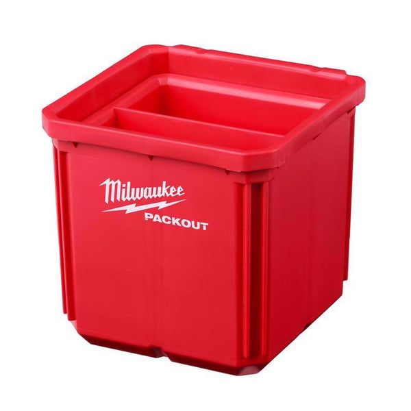 Organizador de garaje Milwaukee PACKOUT SHOP STORAGE, juego de contenedores para piezas pequeñas, color rojo