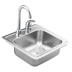 15"x15" stainless steel 20 gauge single bowl drop in sink