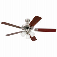 Vintage Ceiling Fan + Light Kit, Brushed Nickel, 52-In.