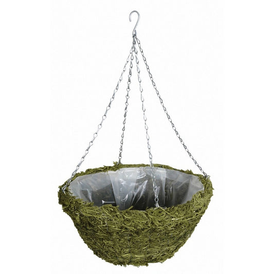 Gardman 14 in. D Natural Fiber Moss Hanging Basket Green