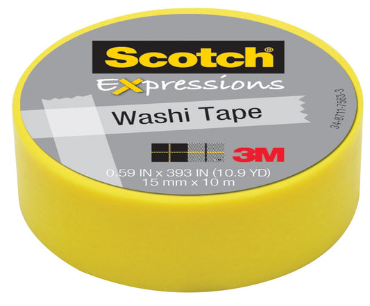 3M C314-YEL .59" X 393" Yellow Expressions Washi Tape
