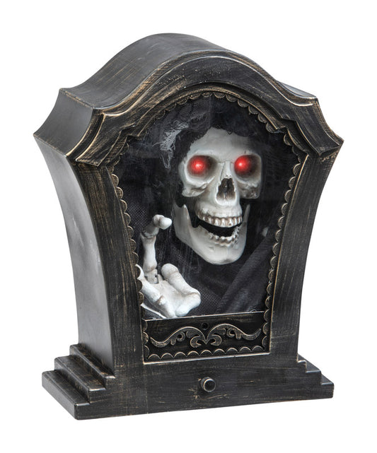 Znone Animation LED Prelit Tombstone with Skull Tabletop Dr