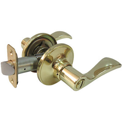 Reversible Naples Privacy Lever Lockset, Polished Brass