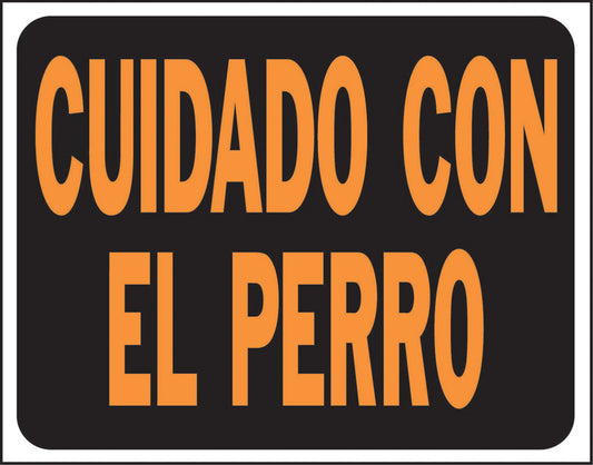 Hy-Ko Spanish Sign Dayglo Orange And Black 15" X 19" Beware Of Dog,Cuidado Con El Perro (Case of 5)