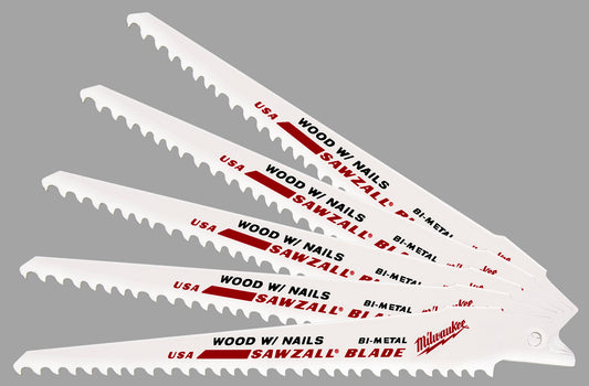 Milwaukee 48-00-5035 6 6 Tpi Sawzall Wood Cutting Reciprocating Saw Blades