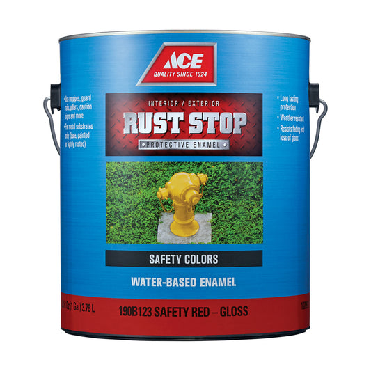 Ace Rust Stop Indoor / Outdoor Gloss Safety Red Water-Based Enamel Rust Preventative Paint 1 gal (Pack of 4)