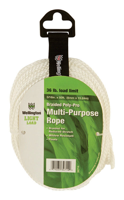 Wellington 3/16 in. D X 50 ft. L White Braided Poly Rope