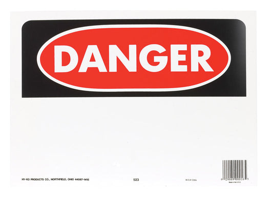 Hy-Ko English Danger Sign Polyethylene 10 in. H x 14 in. W (Pack of 5)