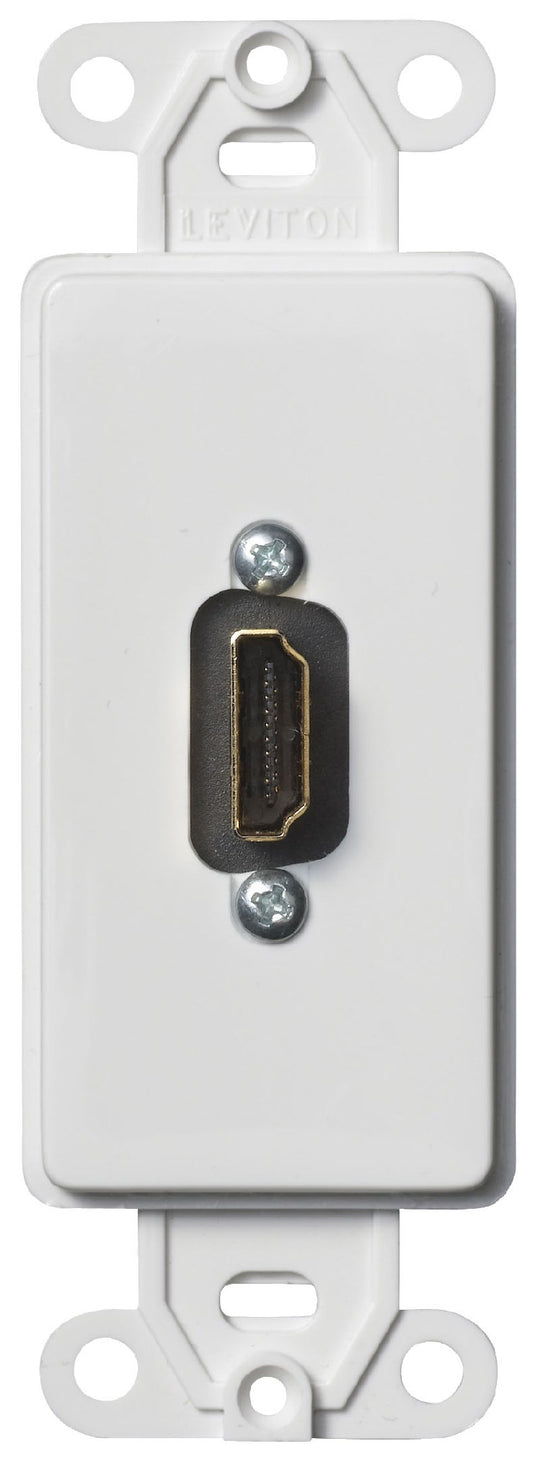 Leviton 002-41647-00W White Decora® 1-Gang Insert HDMI Feedthrough QuickPort® Connector Wallplate