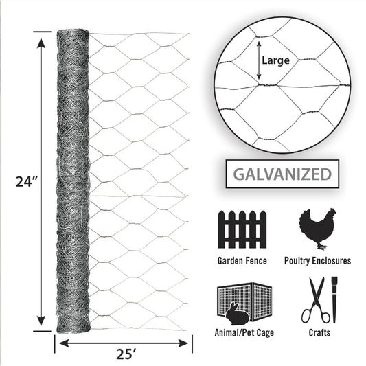 Garden Craft  24 in. H x 25 ft. L 20 Ga. Silver  Poultry Netting