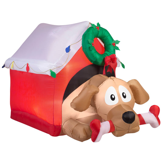 Gemmy Polyester Multicolored Dog with Presents LED Christmas Inflatable 66.14 W x 43.7 L in.