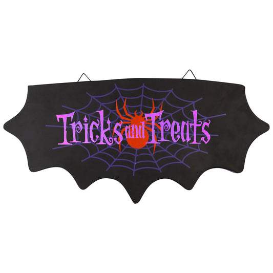 Gemmy  Trick and Treats Sign  Lighted Halloween Decoration  9-7/16 in. H x 13-1/2 in. W 1 pk