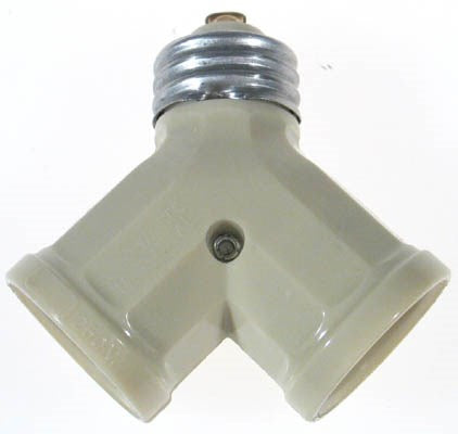 Leviton C23-00128-00I Ivory Twin Lamp Socket Light Adapter