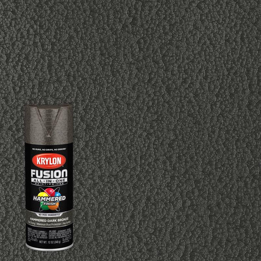Krylon Fusion All-In-One Hammered Dark Bronze Paint + Primer Spray Paint 12 oz (Pack of 6).