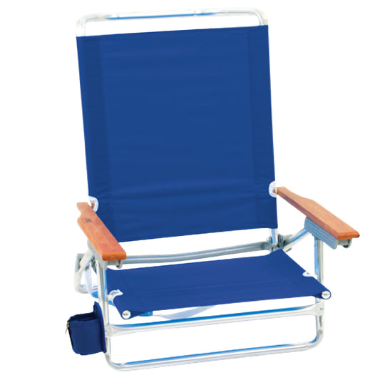 Rio Brands 5 position Adjustable Blue Beach Folding Chair (Pack of 4)