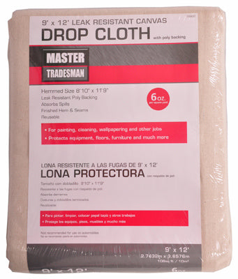 Canvas Drop Cloth, Poly Backing, 9 x 12-Ft.