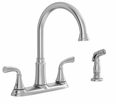 American Standard Tinley Two Handle Stainless Steel Kitchen Faucet Side Sprayer Included