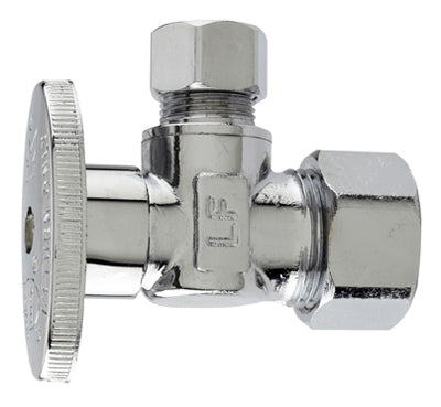 Angle Supply Stop Valve, Chrome. 5/8-In. O.D. Compression x 3/8-In. O.D. Compression