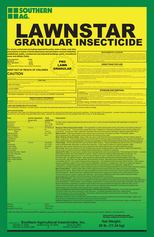 Southern Ag Lawnstar Bifenthrin Insecticide Granules Granules Insect Killer for Lawns 25 lb.