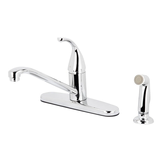 Homewerks Exquisite One Handle Chrome Standard Kitchen Faucet Side Sprayer Included