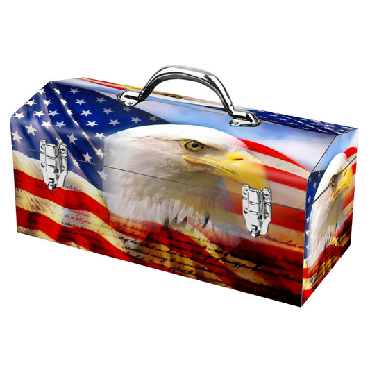 Windco Multicolored Steel American Flag Eagle Art Deco Tool Box 16 L x 7.5 H x 7.2 W in.
