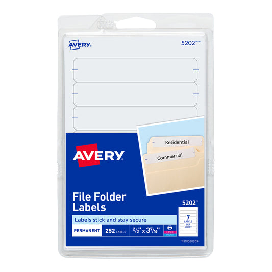 Avery 05202 White File Folder Labels (Pack of 6)