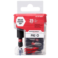 Milwaukee  SHOCKWAVE  Phillips  2   x 1 in. L Impact Insert Bit and Bit Holder Set  Steel  26 pc.