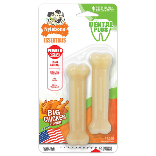 Nylabone Essentials Chicken Grain Free Dental Chews For Dogs 2 pk