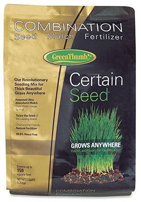 Certain Seed Grass Seed, Fertilizer, & Mulch in One, Northern, 3.75-Lb., Covers up to 75 Sq. Ft.