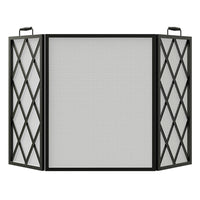 Fireplace Screen, Diamond-Style, Black, 3-Panel