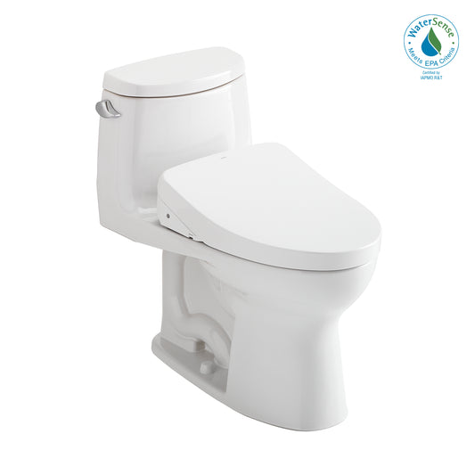 TOTO® WASHLET+® UltraMax® II One-Piece Elongated 1.28 GPF Toilet with Auto Flush WASHLET+® S550e Contemporary Bidet Seat, Cotton White - MW6043056CEFGA#01