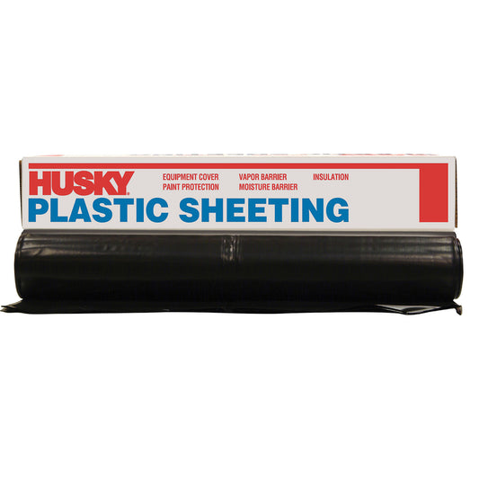 Husky Plastic Sheeting 4 mil T X 10 ft. W X 100 ft. L Polyethylene Black 1