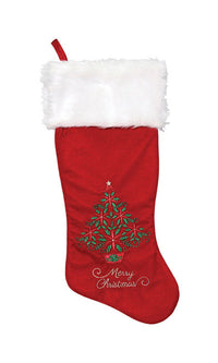 Dyno Poinsettia Christmas Stocking Red/White Velvet 1 pk (Pack of 12)