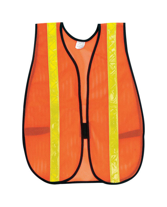 Safety Works Reflective Safety Vest with Reflective Stripe Orange One Size Fits All