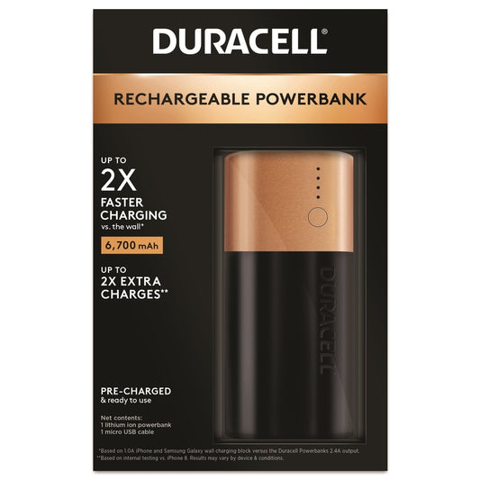 Duracell 2X Rechargeable Power Bank 6700 mAh 1 pk