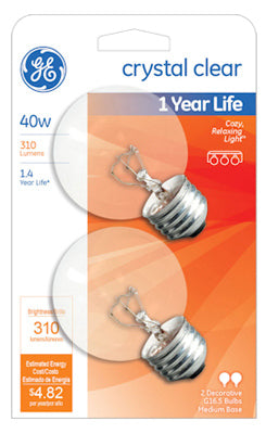Bulb Ge G16.5 40W Clr2Pk (Pack Of 6)