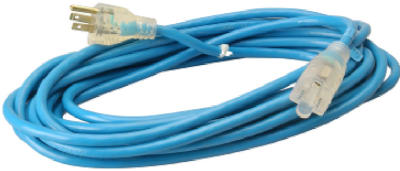 All-Weather Extension Cord, 16/3 SJTW, Blue, Lighted End, 25-Ft.