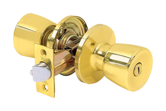 Tell Alton Bright Brass Privacy Lockset 1-3/4 in.