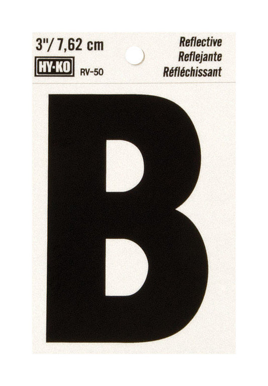 Hy-Ko 3 in. Reflective Black Vinyl Letter B Self-Adhesive 1 pc. (Pack of 10)