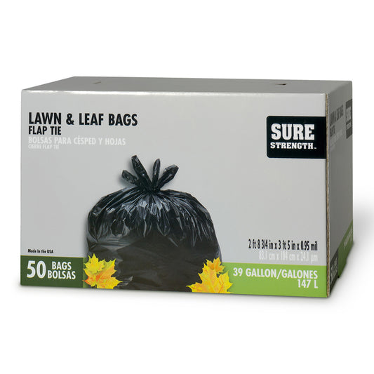 Sure Strength 39 gal Lawn & Leaf Bags Flap Tie 50 pk